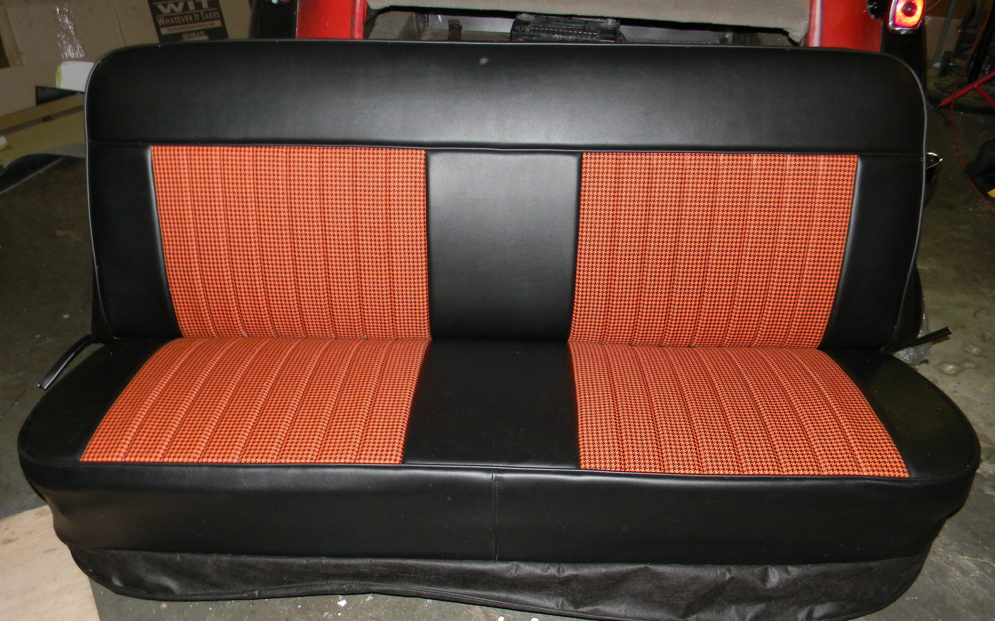 ORANGE Houndstooth Bench seat cover