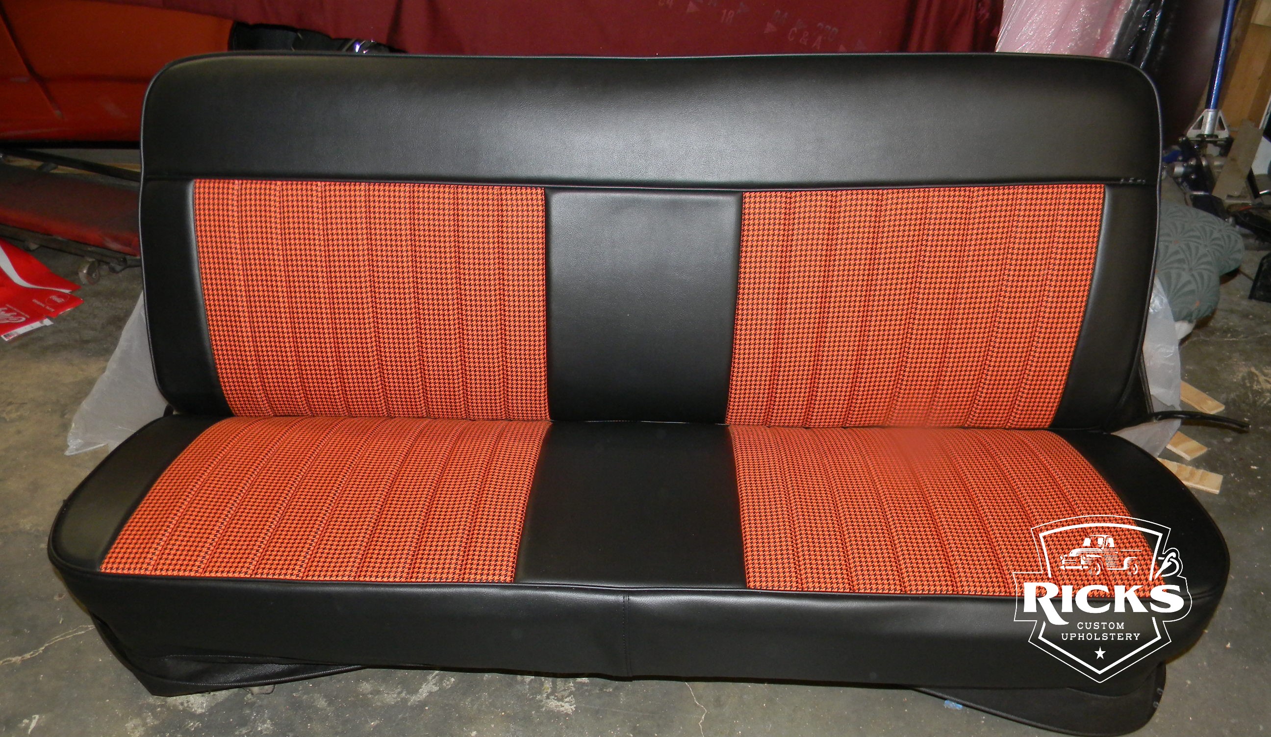 ORANGE Houndstooth Bench seat cover